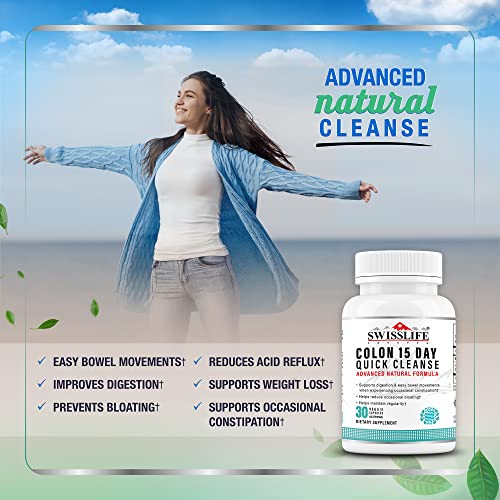 SWISSLIFE FOREVER Colon 15 Day Quick Cleanse, Advanced Gut Cleanse Detox, Improves