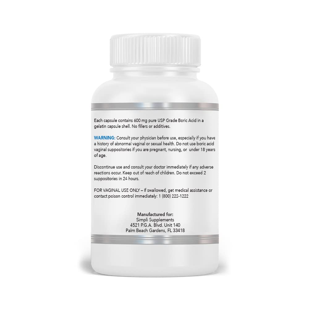 Simpli Supplements 60 Boric Acid Suppositories - Modern Support & Ancient Remedy - Scientifically Simpli Supplements