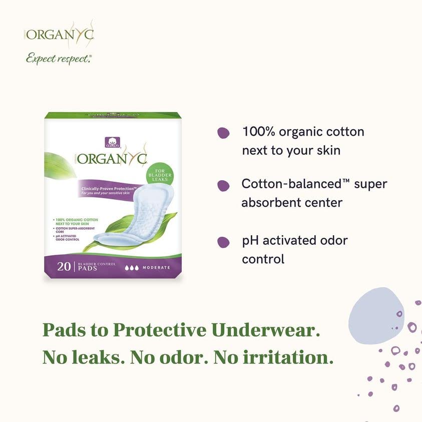 Organyc 100% Organic Cotton Light Incontinence Liners for Bladder Leakage Control Organyc