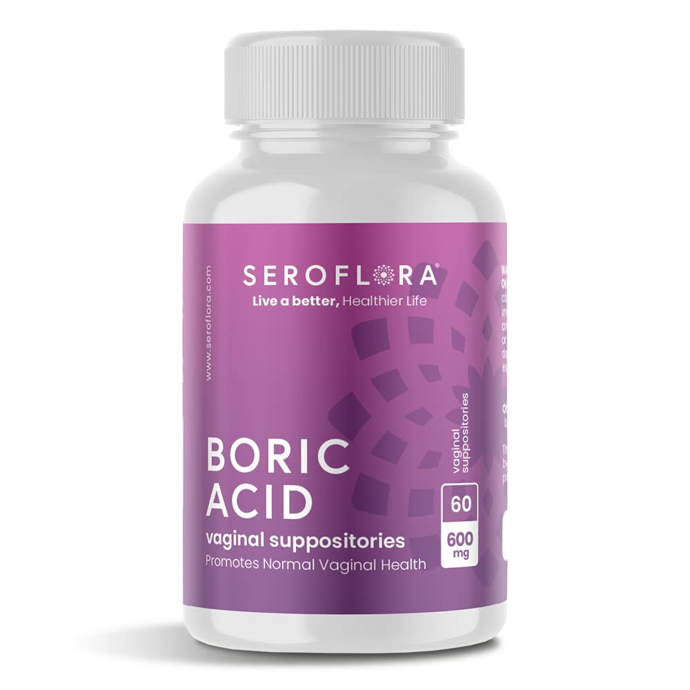 Seroflora Boric Acid Vaginal Suppositories - Promotes Vaginal pH Balance and Odor Control