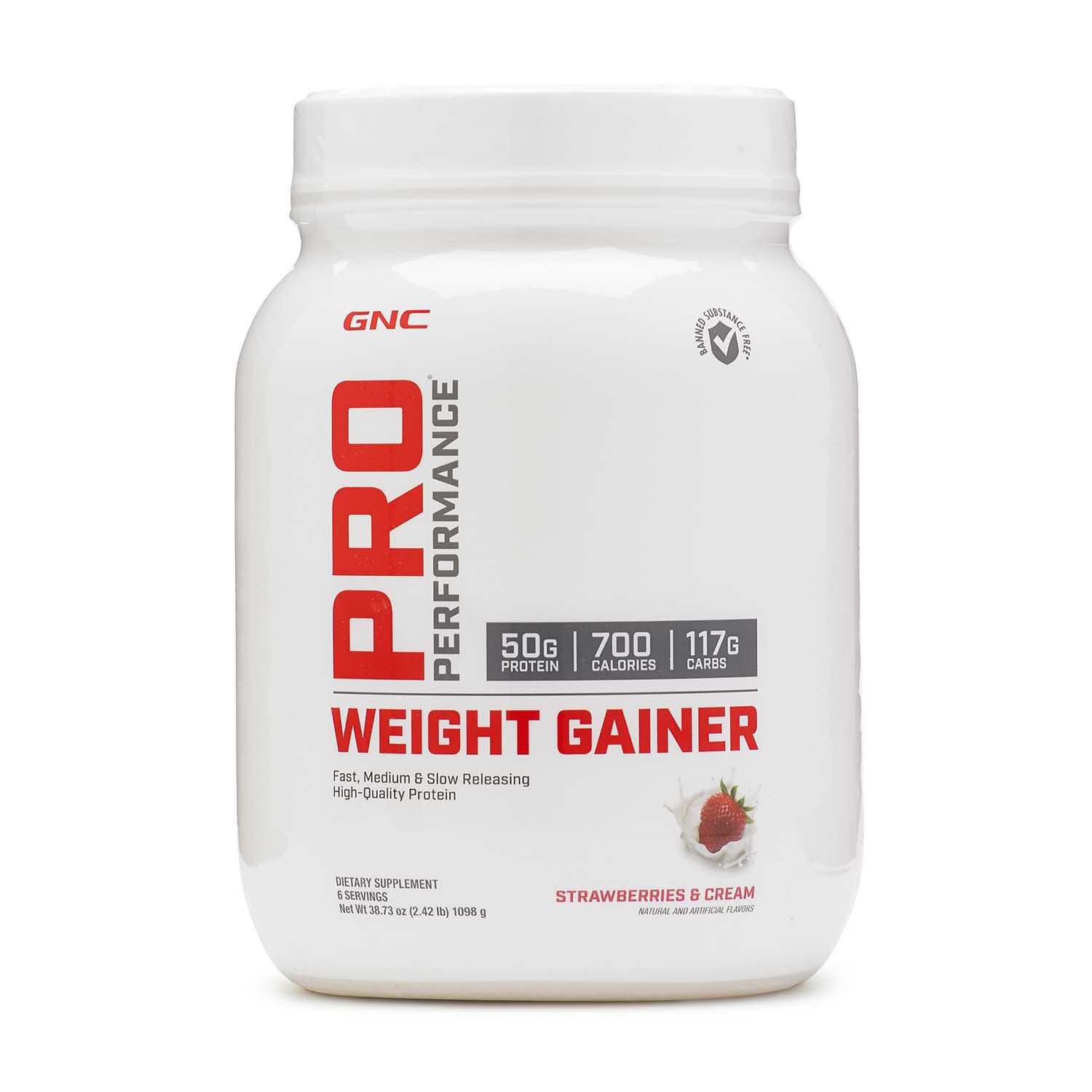 GNC Pro Performance Weight Gainer - Strawberries and Cream, 6 Servings, Protein to Increase