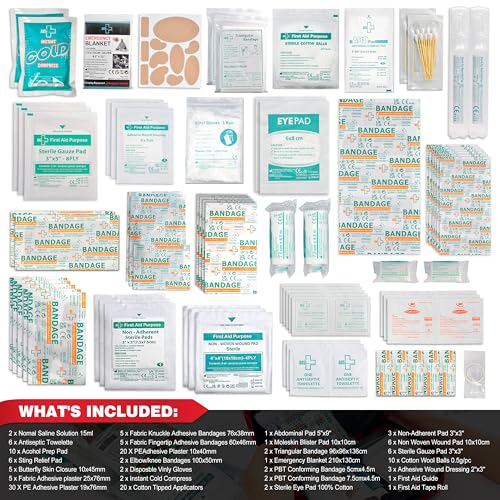 General Medi 160 Piece First Aid Kit Bag Refill Kit - Includes Eyewash, Instant Cold Pack