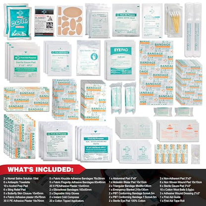 General Medi 160 Piece First Aid Kit Bag Refill Kit - Includes Eyewash, Instant Cold Pack
