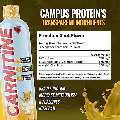 Campus Protein - Carnitine Liquid Supplement, Weight Loss Aid for Natural Energy