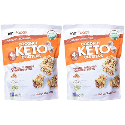 Inno Foods Organic Coconut Keto Cluster (Net Wt 16 Ounce), (Pack of 2)