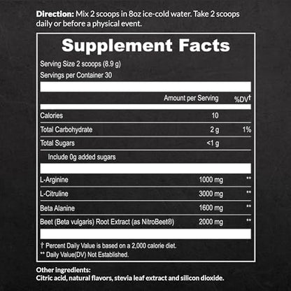 UpNourish Beet Root Powder Nitric Oxide Booster - L arginine L Citrulline Supplements