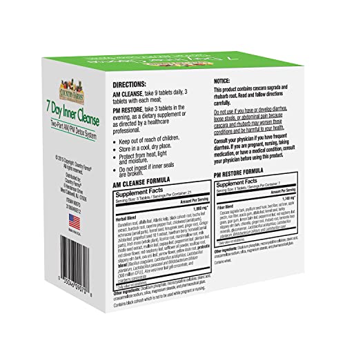 COUNTRY FARMS 7 Day Inner Cleanse, AM/PM Detox System, Detoxifying Herbs