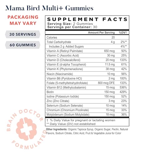 Best Nest Wellness Mama Bird Gummy Prenatal Vitamins, Methylfolate (Folic Acid), Vegan Best Nest Wellness