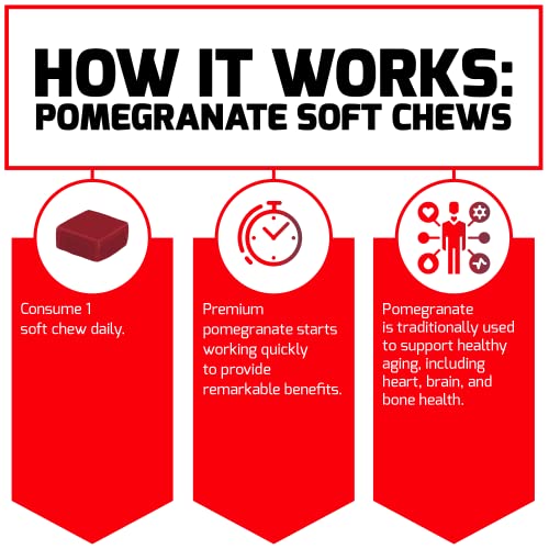 Force Factor Pomegranate Soft Chews for Healthy Aging, Heart Health, Bone Health Force Factor