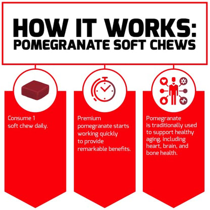 Force Factor Pomegranate Soft Chews for Healthy Aging, Heart Health, Bone Health