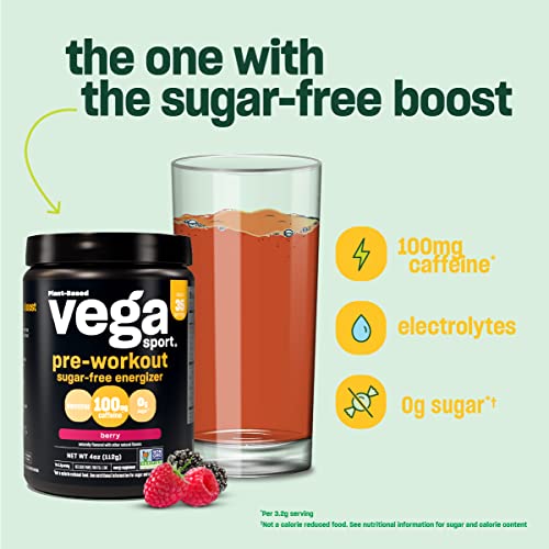 Vega Sport Sugar Free Pre-Workout Energizer, Berry - Pre Workout Powder for Women