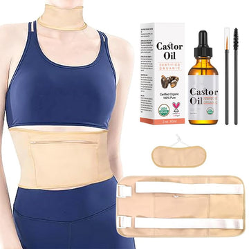 R3 KAYOIL Castor Oil Packs - Organic and Reusable Packs for Stomach and Neck Set 