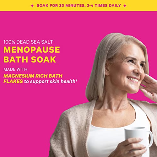 Pink Stork Menopause Flakes: Relaxing Lavender Scented Bath Salts for Women, Pure Magnesium Pink Stork