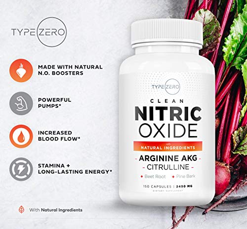 Type Zero Nitric Oxide 6X Booster, 150 Veggie Capsules - Natural Supplement - Beetroot