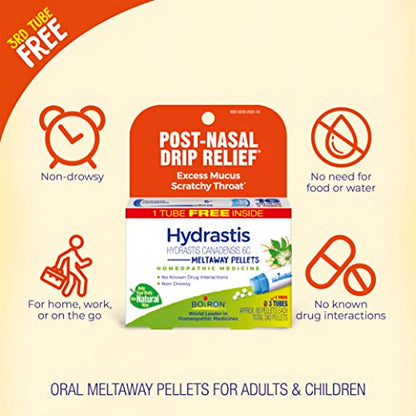 Boiron Hydrastis Canadensis 6C Homeopathic Medicine for Post-Nasal Drip Relief, Excess Mucus