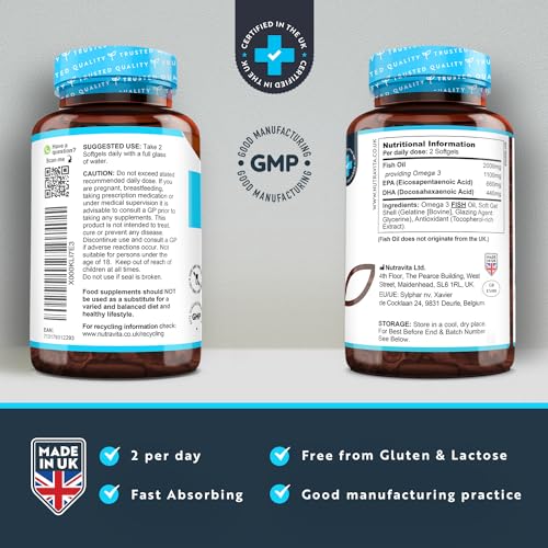 Omega 3 2000mg with 660mg EPA & 440mg DHA per Serving - 240 Softgel Capsules