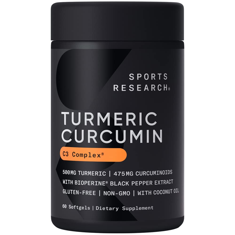 Sports Research Turmeric Curcumin C3 Complex - Softgels with Bioperine Black Pepper 