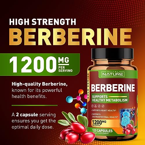 Berberine 1200mg - 100% Pure Berberine HCl Supplement, High Strength Berberine Built by Nature