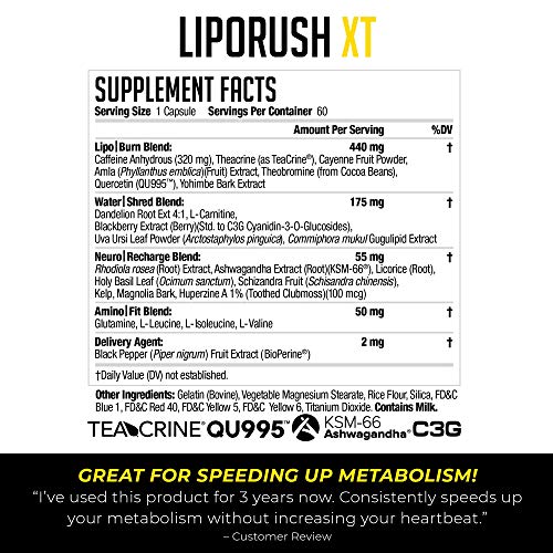 LIPORUSH NDS Nutrition XT - Concentrated Thermogenic with L-Carnitine & Teacrine