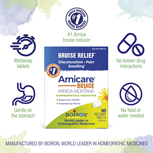 Boiron Arnicare Bruise for Relief of Pain or Swelling from Injuries, and Discoloration of Bruises - 60 Tablets Boiron