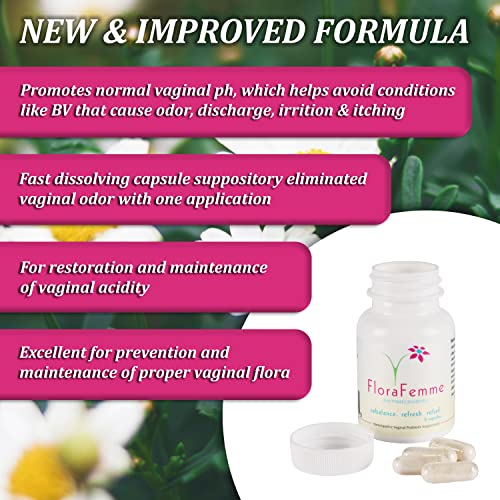 FLORAFEMME - pH Vaginal Probiotics Suppository - Supports pH Balance of Yeast & Bacteria