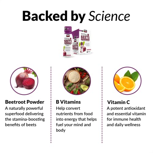 Force Factor Total Beets Superfood Shots for Healthy All-Day Stamina, Energy Drink Alternative with Beet Root Powder, Vitamins, & Antioxidants, Nitric Oxide Energy Shot, Açaí Berry, 3 Fl Oz (6-Pack)