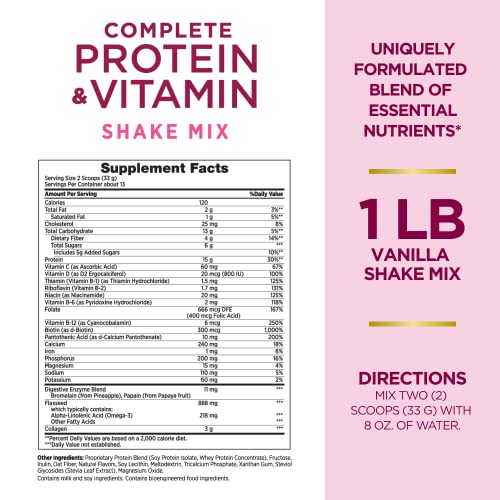 Nature's Bounty Complete Protein & Vitamin Shake Mix with Collagen & Fiber, Contains Vitamin C Nature's Bounty