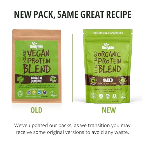 BodyMe Organic Vegan Protein Powder Blend, Cacao Coconut - Unsweetened, Low Carb BodyMe