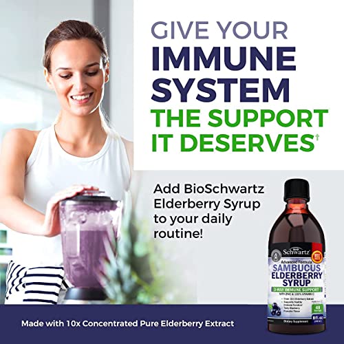 Elderberry Syrup for Kids and Adults - Natural Immune Support with Zinc and Vitamin C BioSchwartz
