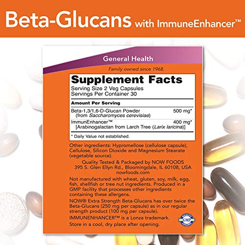 Beta-Glucans with ImmunEnhancer 60 VegiCaps (Pack of 2) Now Foods