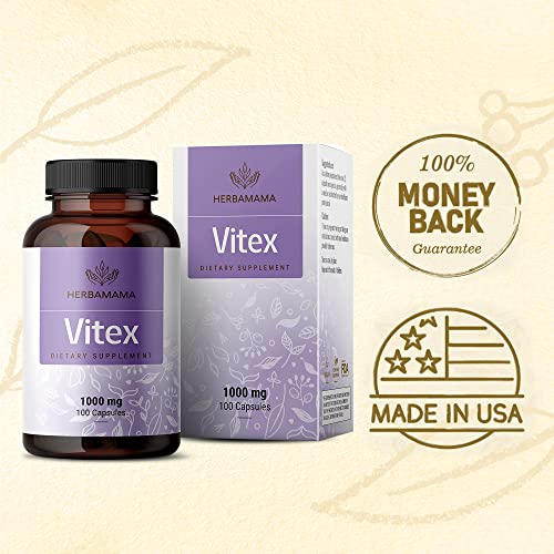 HERBAMAMA Vitex Supplement for Women - Organic Vitex Chasteberry Pills - Vegan Supplements HERBAMAMA