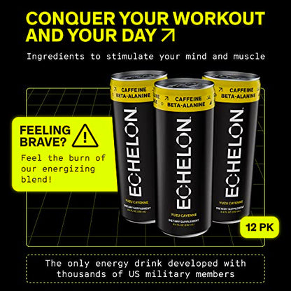 Echelon Pre-Workout Energy Drink - 12-Pack, Yuzu Cayenne - Peak Performance