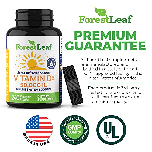 ForestLeaf - Vitamin D3 IU Weekly Supplement (50,000 IU - 240 Count)
