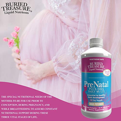 Buried Treasure Prenatal Plus DHA Complete, 16 oz Orange Banana Flavor, High Potency Liquid Buried Treasure