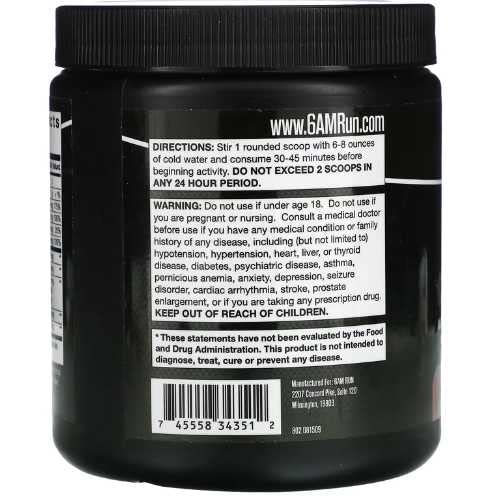 6AM Run Sprint - Pre Workout Powder for Instant Energy Boost for Cardio and Focus