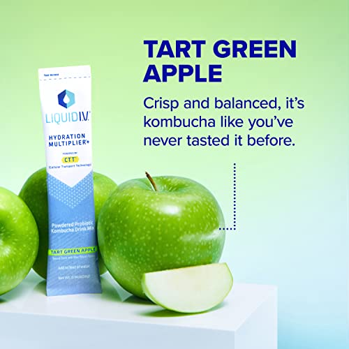 Liquid I.V. Hydration Multiplier + Probiotic Kombucha - Tart Green Apple - Hydration Powder