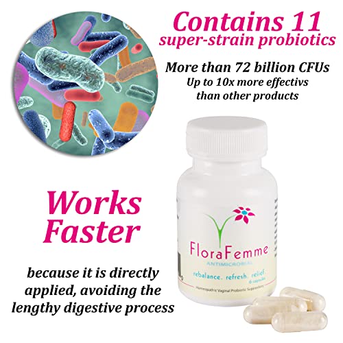 FLORAFEMME - pH Vaginal Probiotics Suppository - Supports pH Balance of Yeast & Bacteria FLORAFEMME