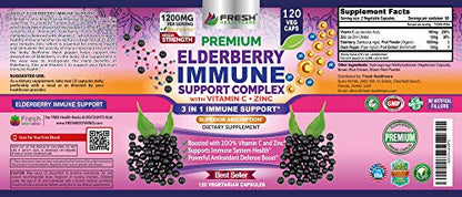 FRESH HEALTHCARE Elderberry Capsules - High Potency Black Elderberry with Zinc