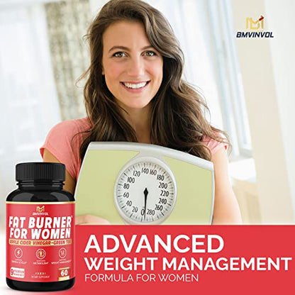 Fat Burner for Women, 9-in-1 Powerful Blend of Apple Cider Vinegar, Green Tea, Garcinia Cambogia