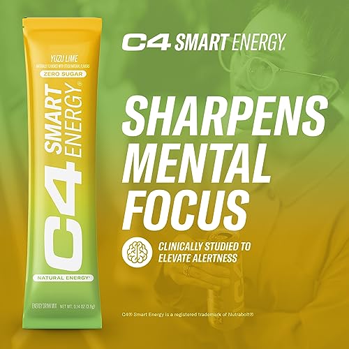 C4 Smart Energy Powder Stick Packs - Sugar Free Performance Fuel & Nootropic Brain Cellucor