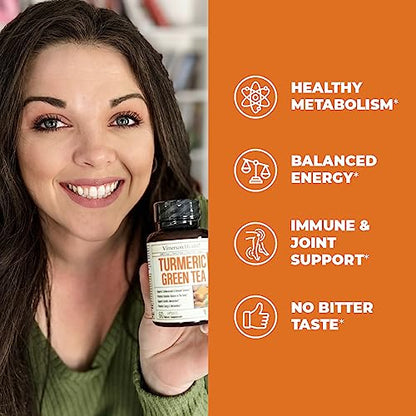 Green Tea Extract Capsules - Green Tea Supplement with Organic Turmeric Curcumin