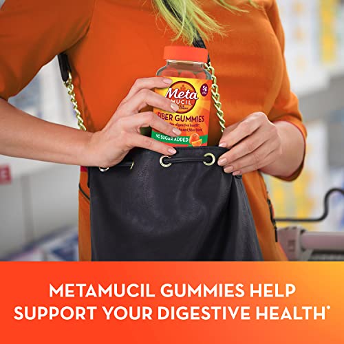 Metamucil Daily Fiber Gummies, Orange Flavored, No Sugar Added, 5g Prebiotic Plant Metamucil