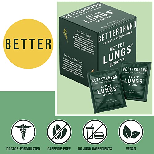 Betterbrand BetterLungs Detox Tea - 15 Herbal Tea Bags - Mullein Leaf, Ginseng, Elderberry