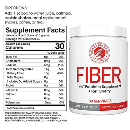 Tino Natural Gluten Free Prebiotic Fiber Supplement - with Tart Cherry Extract & Polycan