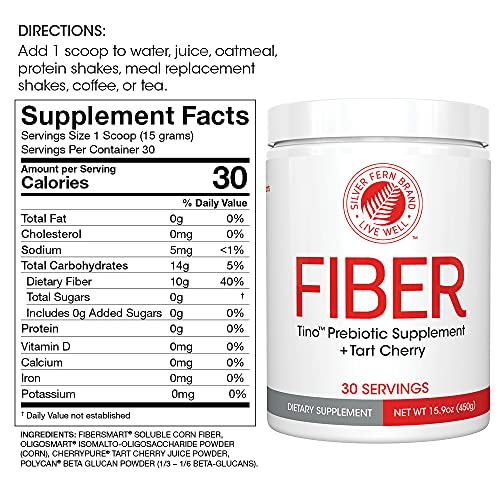 Tino Natural Gluten Free Prebiotic Fiber Supplement - with Tart Cherry Extract & Polycan Silver Fern