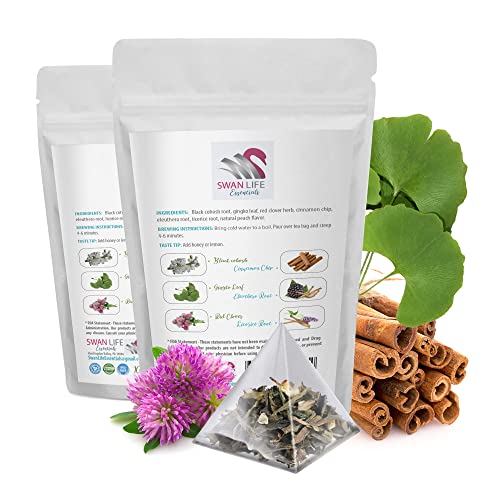 green tea for hot flashes - MENOPAUSE TEA 28 days, non gmo, 100% all natural herbal, caffeine free SWAN LIFE ESSENTIALS