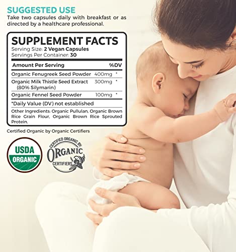 USDA Organic Lactation Supplement - Increase Milk Supply with Herbal Breastfeeding PURE CO