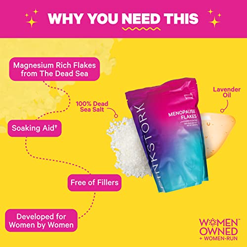 Pink Stork Menopause Flakes: Relaxing Lavender Scented Bath Salts for Women, Pure Magnesium Pink Stork