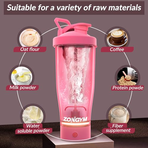 Electric Protein Shaker Bottle, 24 oz USB Rechargeable Blender Bottles, Shaker Bottles ZonGym