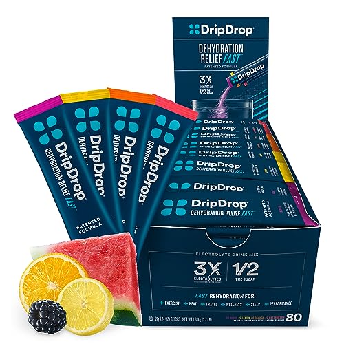 DripDrop Hydration - Electrolyte Powder Packets - Watermelon, Berry, Orange, Lemon 